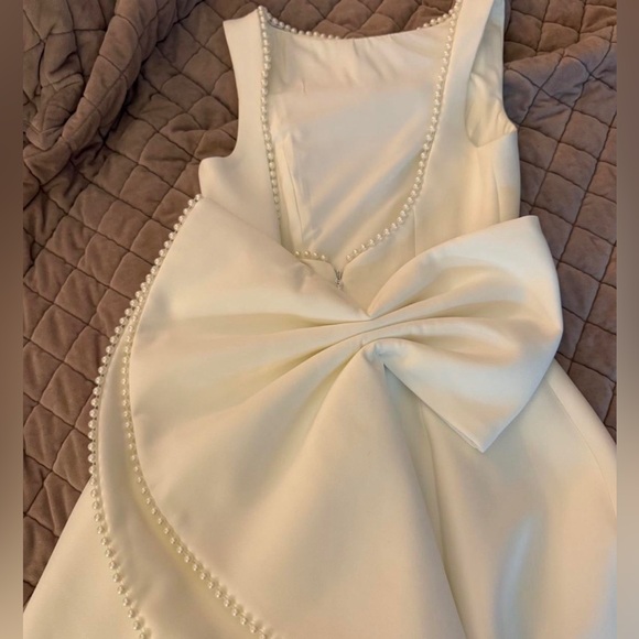 BABYBOO Carrie Chic White removable Bow Mini Dress wedding graduation prom - Picture 7 of 7